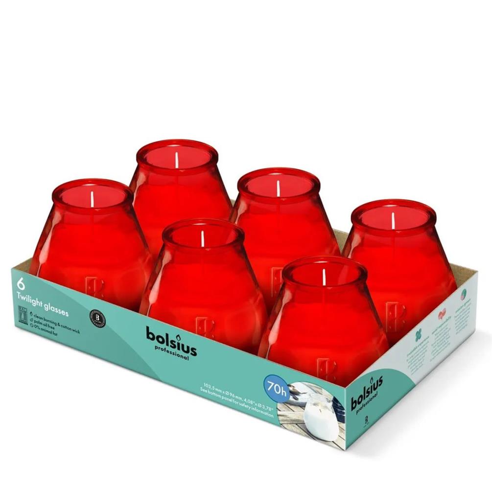 Bolsius Red Professional Twilight Patio Candles (Pack of 6) £16.64